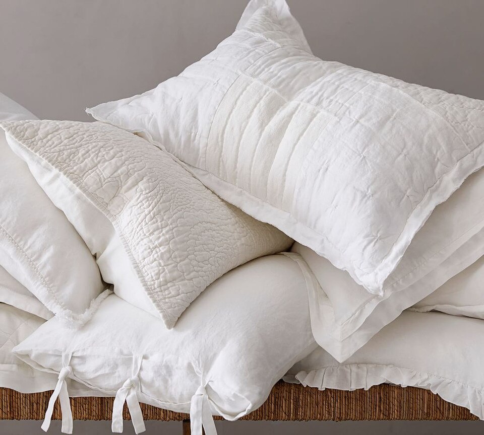 Belgian Flax Linen TENCEL™ Double Flange Pillowcases Pottery Barn Australia